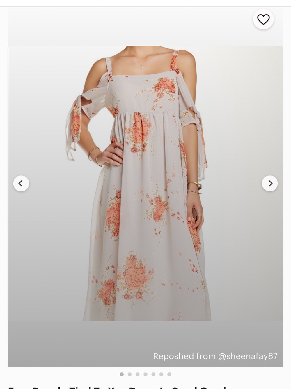 Free People - Floral Cold-Shoulder Maxi Dress in Light Cream & Coral - Picture 3 of 4